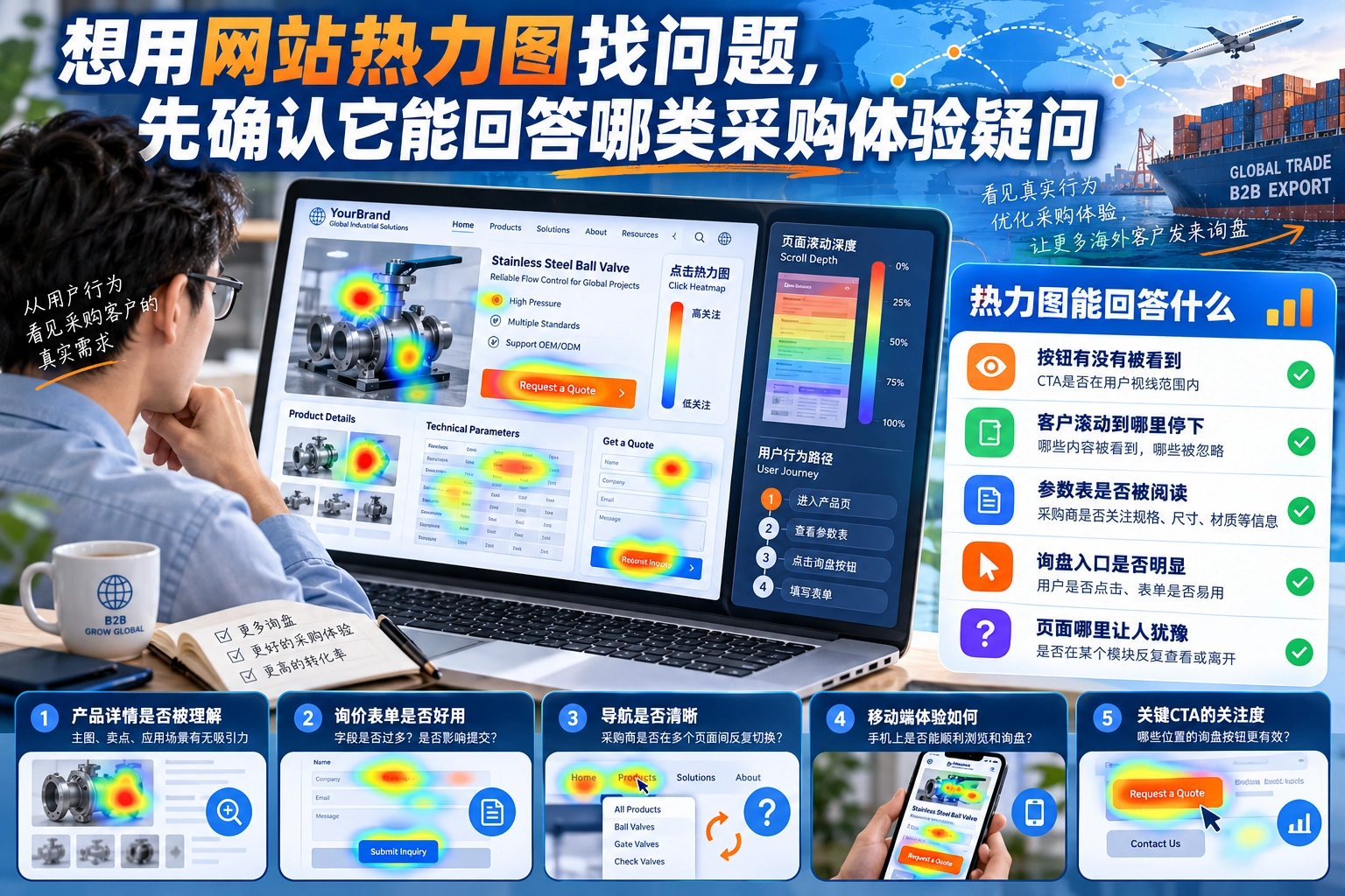 想用网站热力图找问题，先确认它能回答哪类采购体验疑问