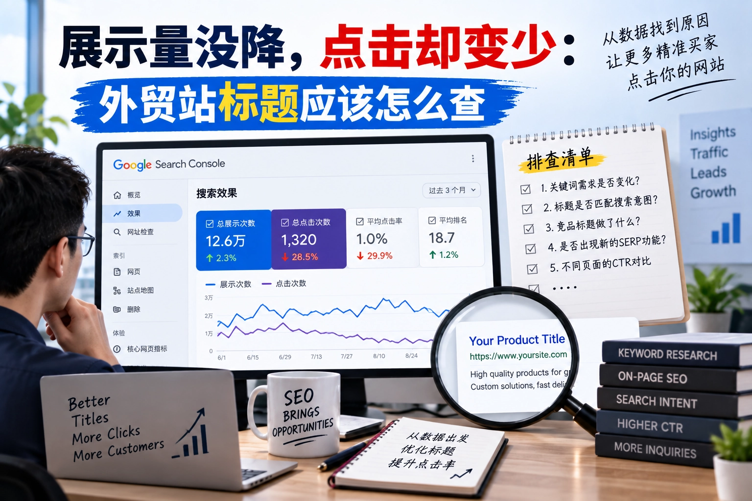 展示量没降,点击却变少:外贸站标题应该怎么查