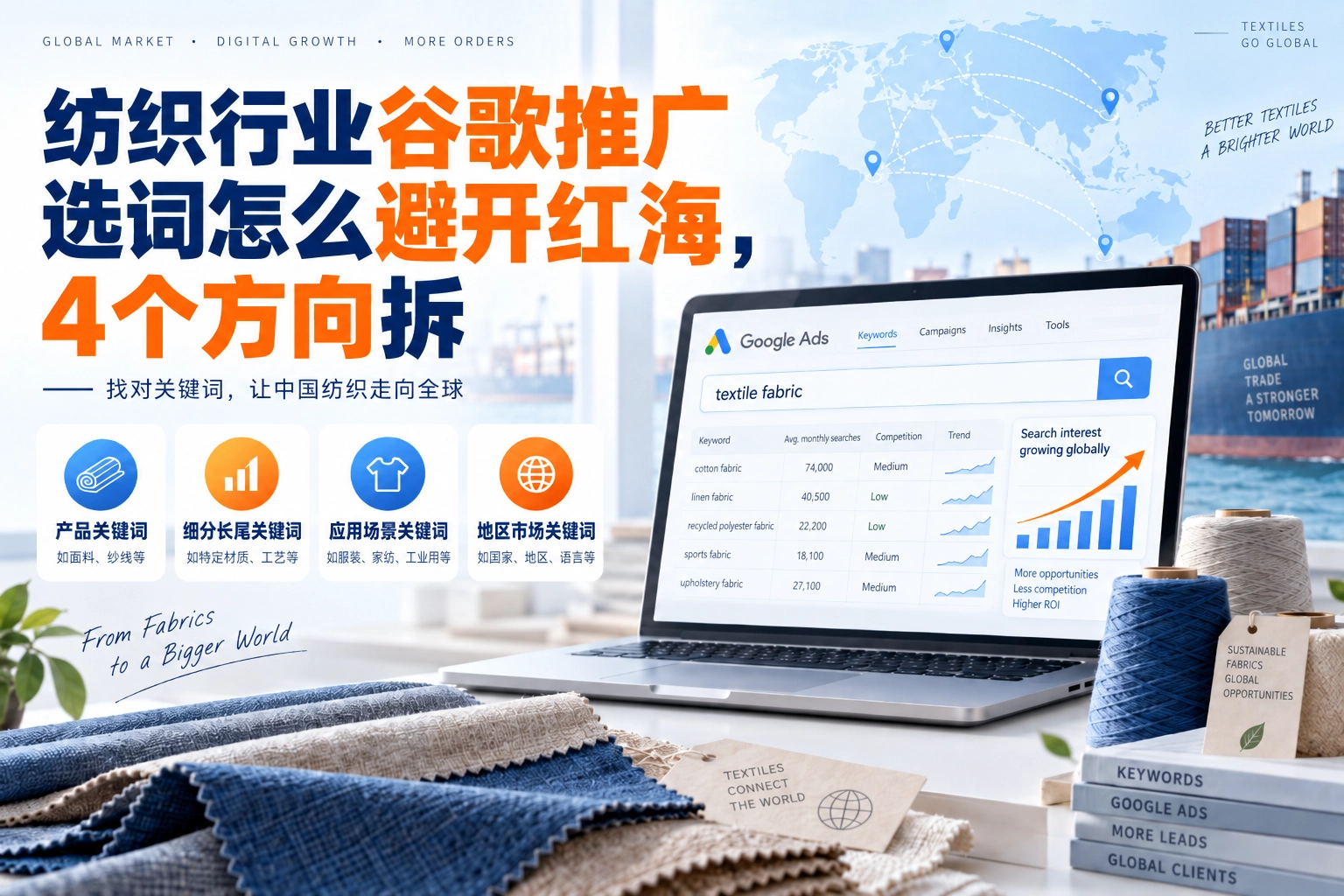 纺织行业谷歌推广选词怎么避开红海，4个方向拆