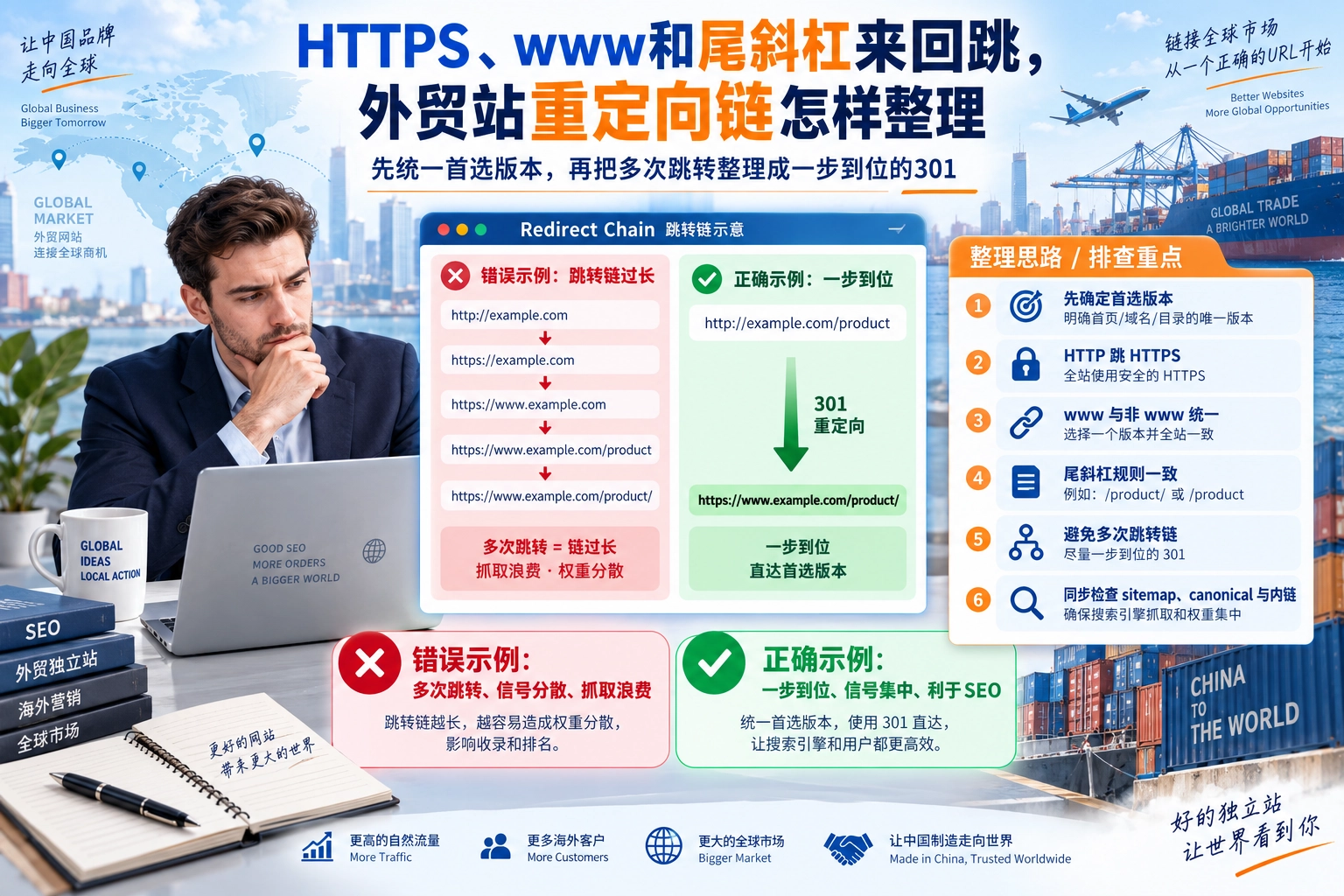 HTTPS、www和尾斜杠来回跳，外贸站重定向链怎样整理