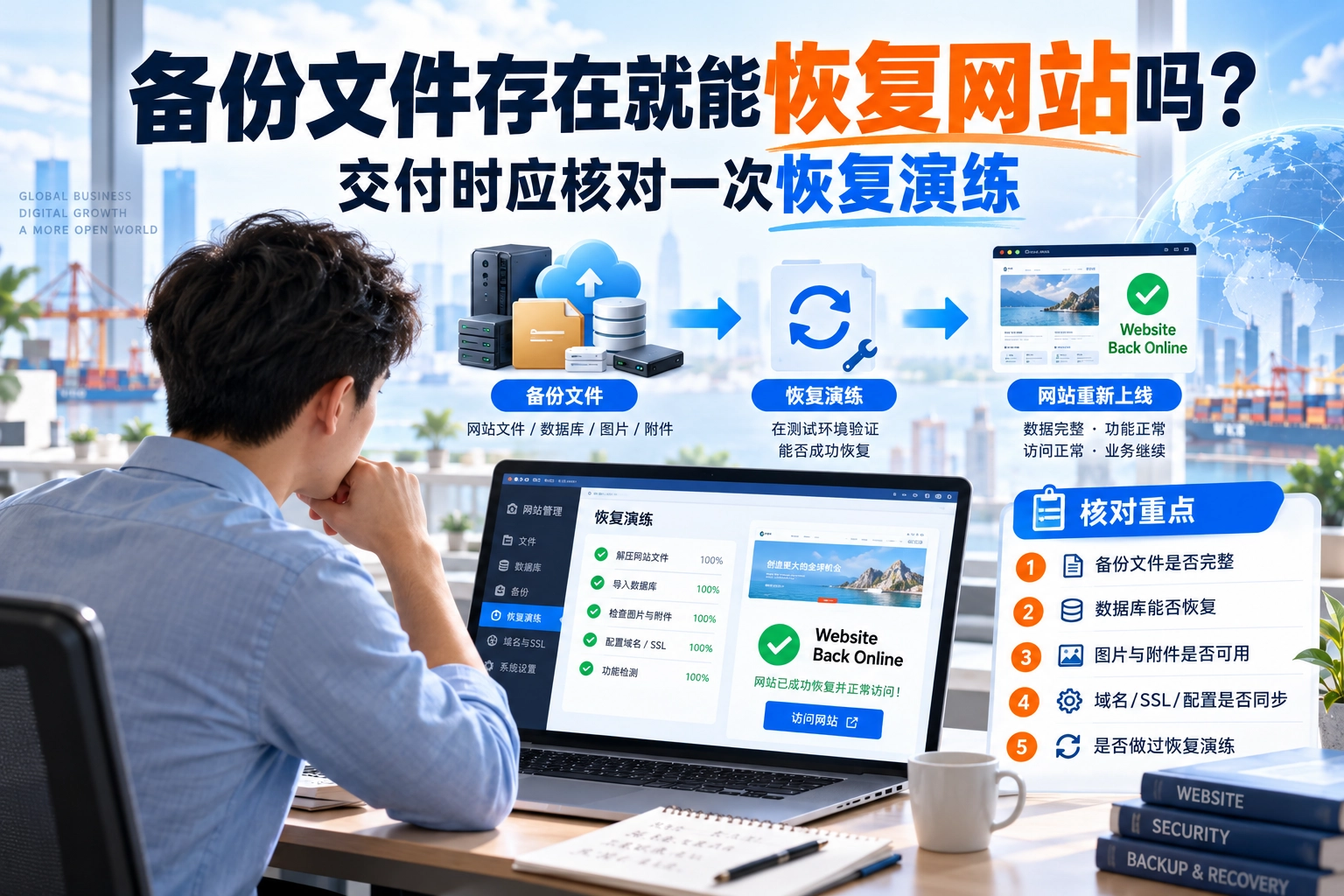 备份文件存在就能恢复网站吗？交付时应核对一次恢复演练