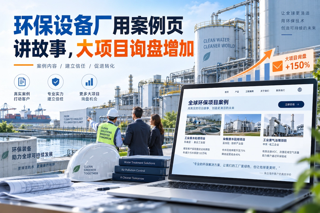 环保设备厂用案例页讲故事，大项目询盘增加