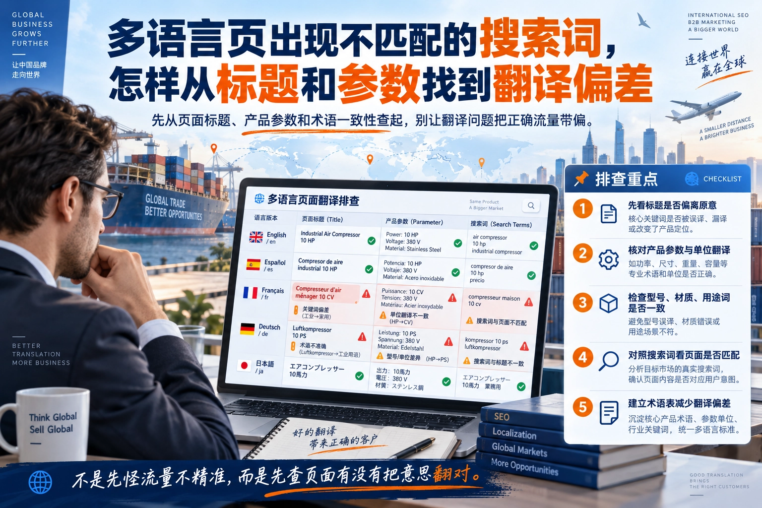 多语言页出现不匹配的搜索词，怎样从标题和参数找到翻译偏差