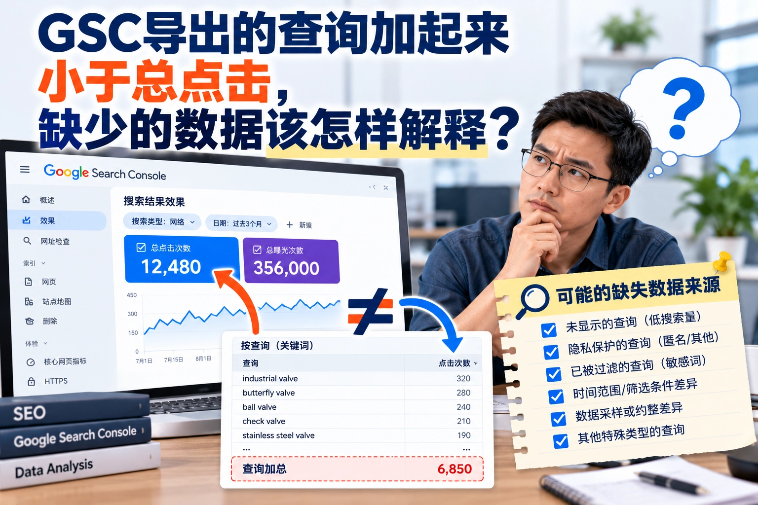 GSC导出的查询加起来小于总点击，缺少的数据该怎样解释