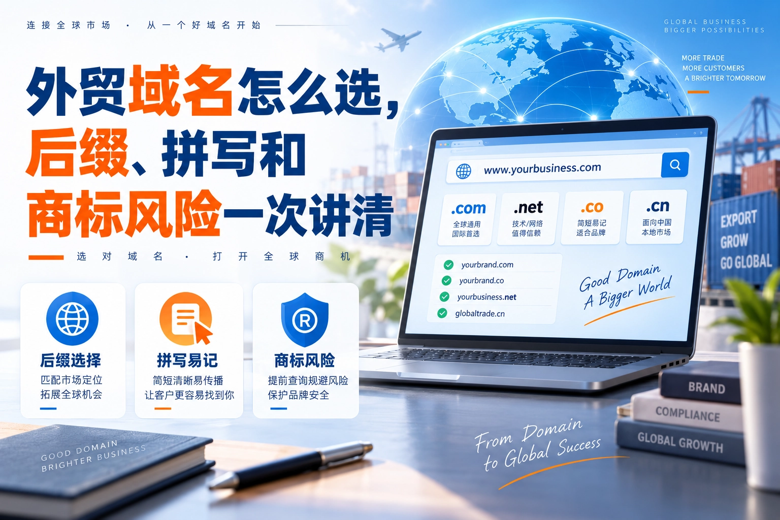 外贸域名怎么选,后缀、拼写和商标风险一次讲清