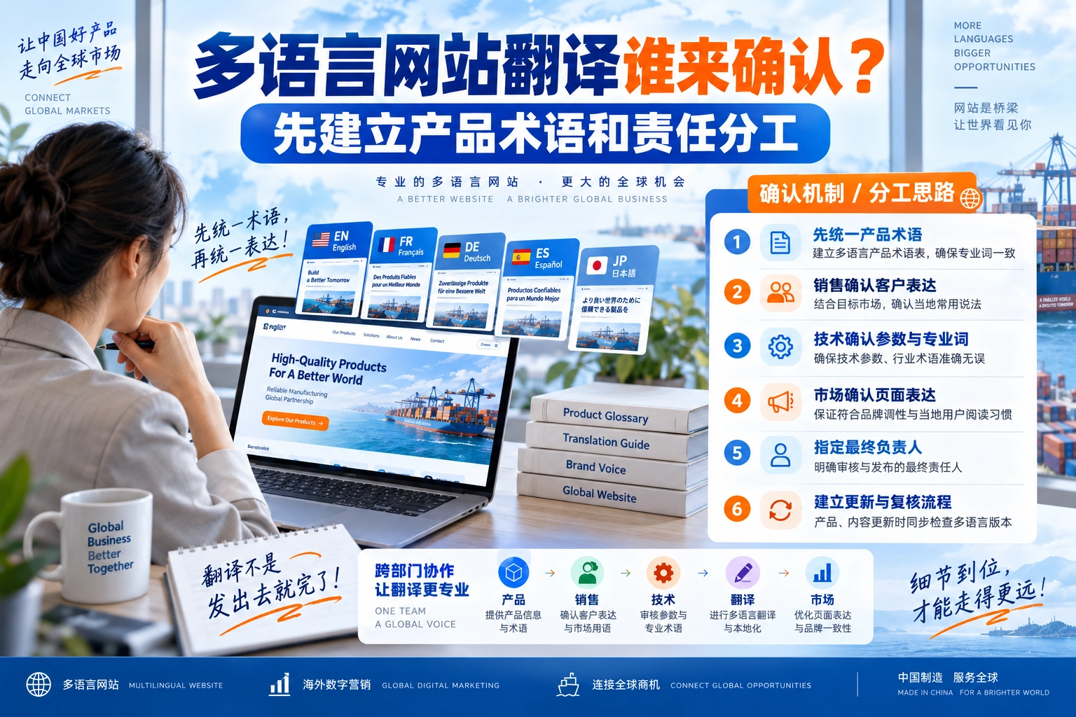 多语言网站翻译谁来确认？先建立产品术语和责任分工