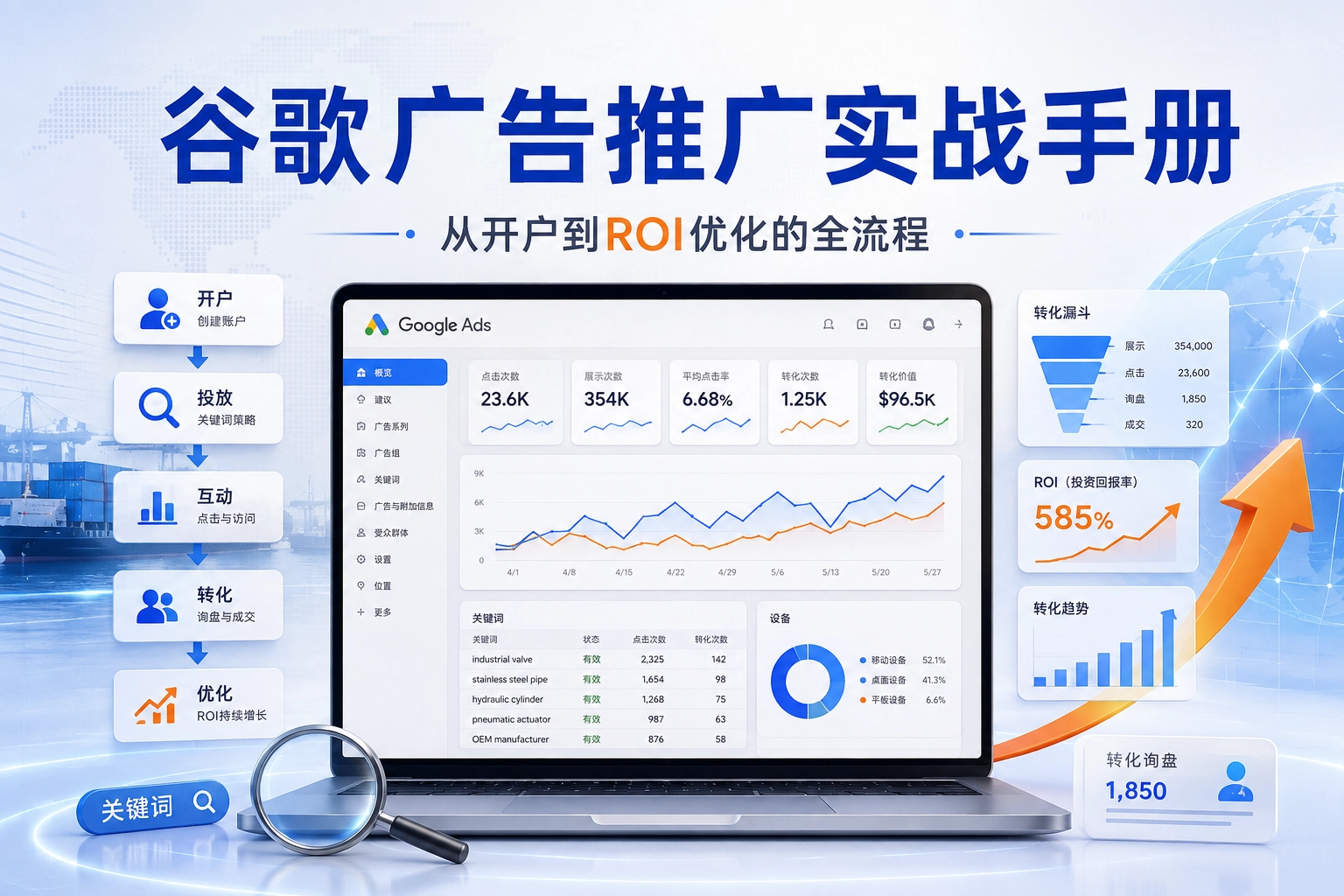 谷歌广告推广实战手册 从开户到ROI优化的全流程