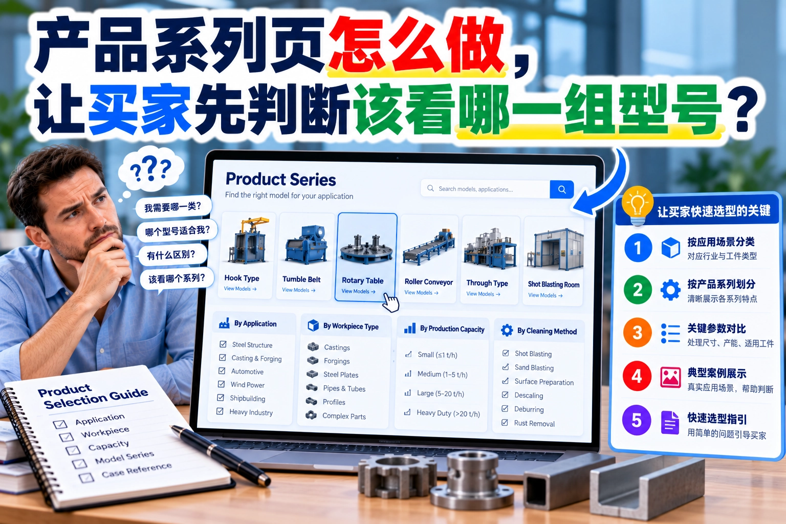 产品系列页怎么做,让买家先判断该看哪一组型号