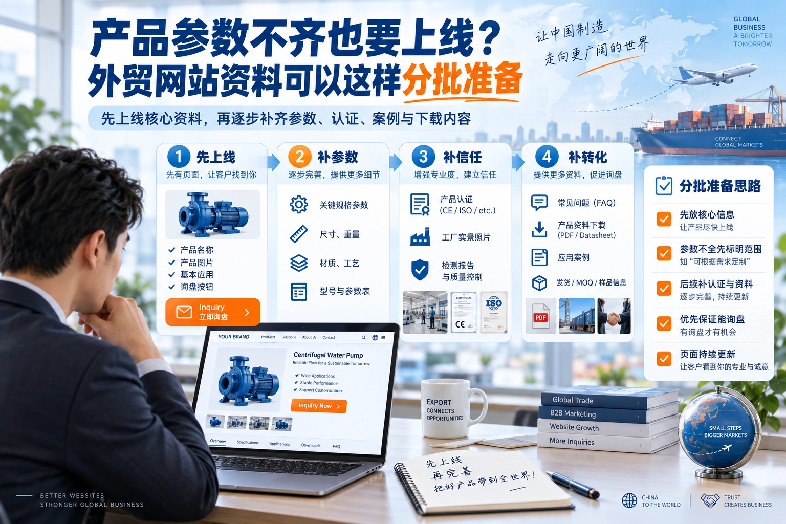 产品参数不齐也要上线?外贸网站资料可以这样分批准备