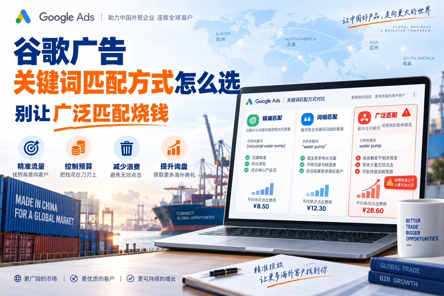 谷歌广告关键词匹配方式怎么选，别让广泛匹配烧钱