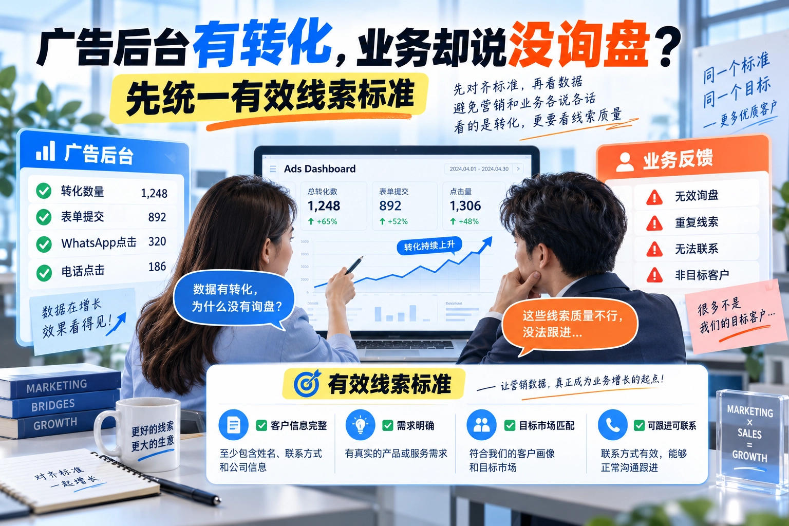 广告后台有转化，业务却说没询盘？先统一有效线索标准