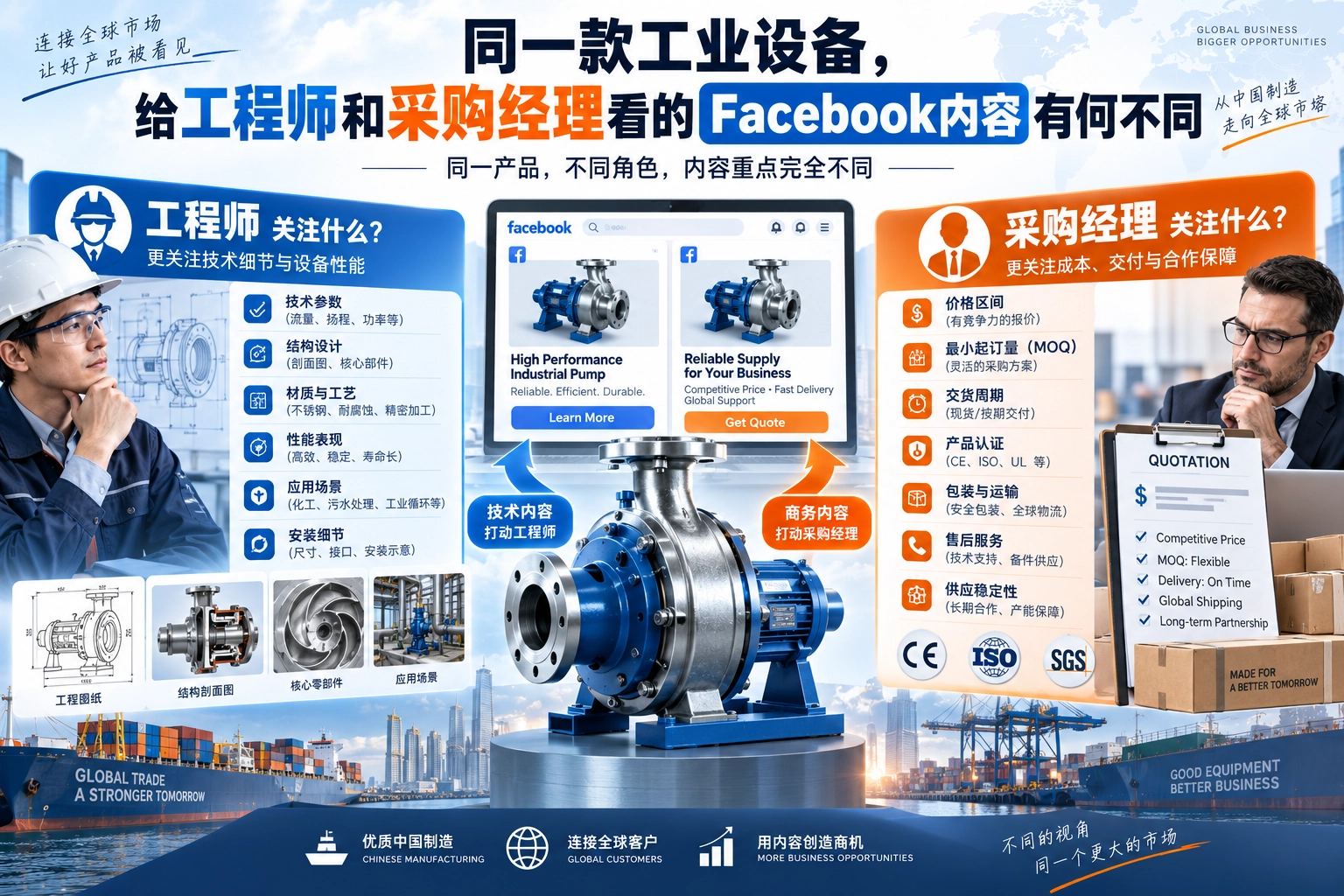 同一款工业设备，给工程师和采购经理看的Facebook内容有何不同