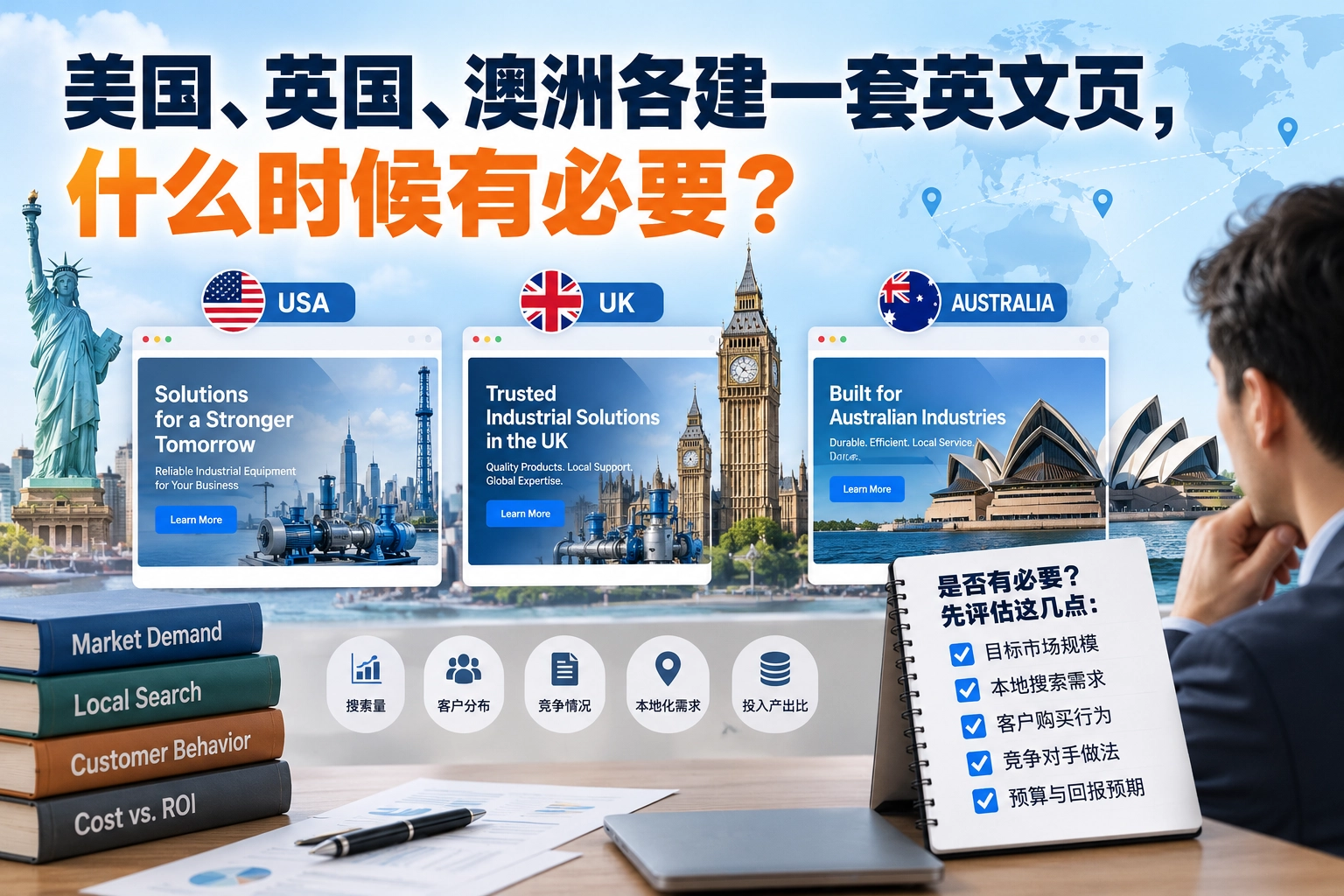 美国、英国、澳洲各建一套英文页，什么时候有必要