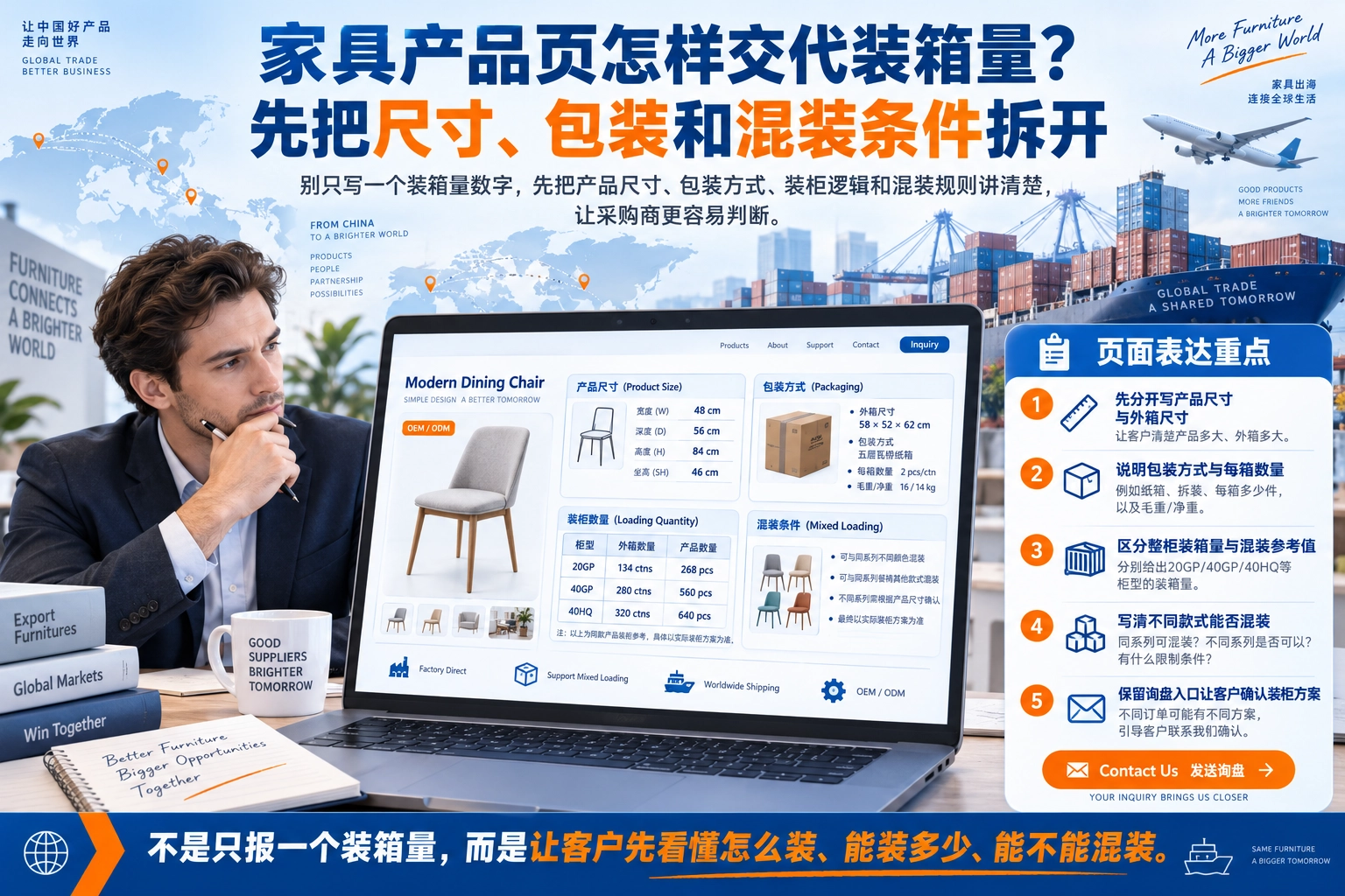 家具产品页怎样交代装箱量？先把尺寸、包装和混装条件拆开
