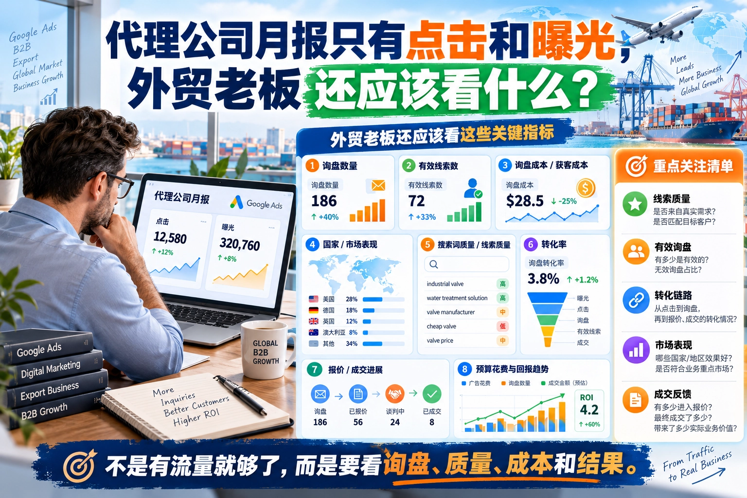 代理公司月报只有点击和曝光，外贸老板还应该看什么