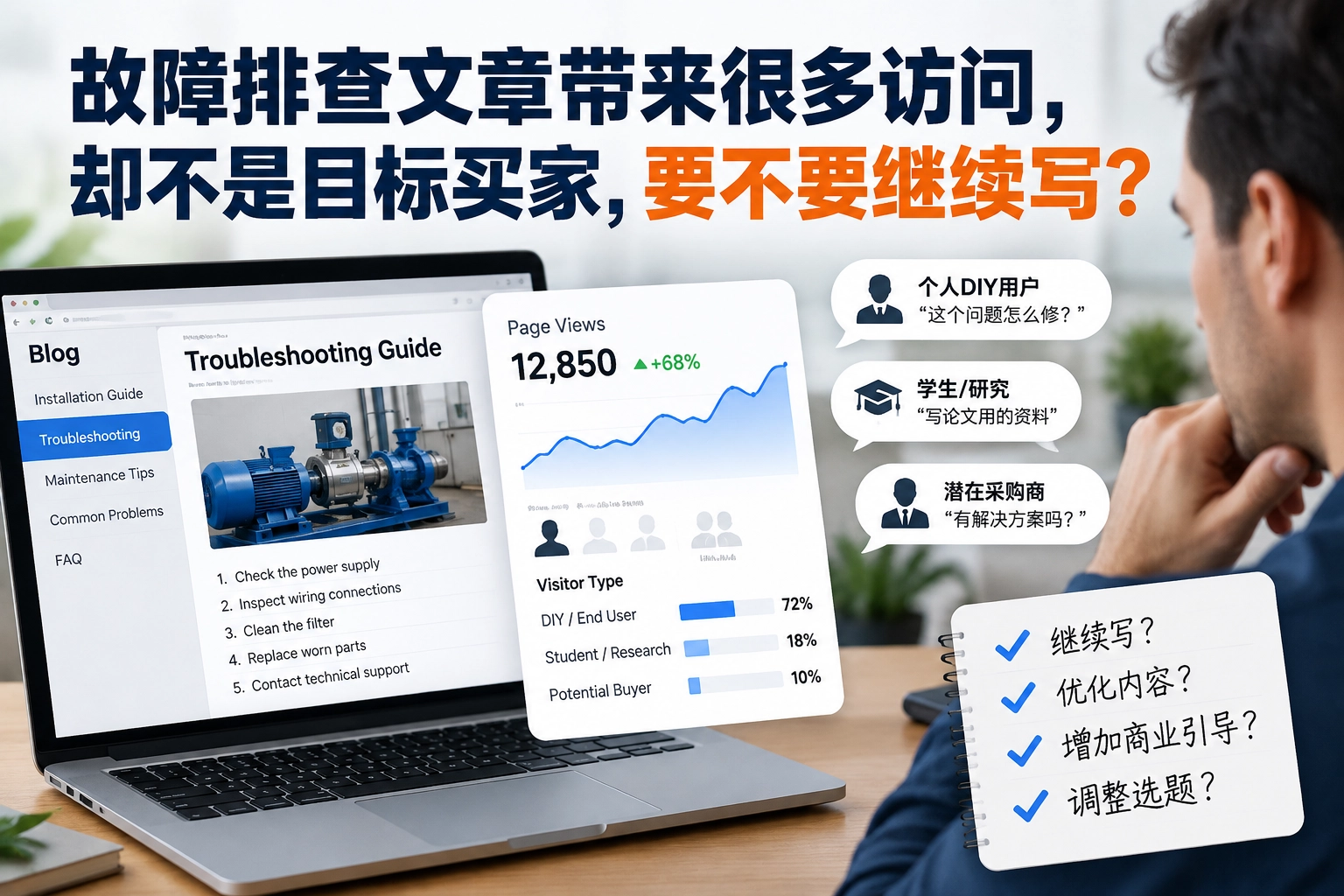 故障排查文章带来很多访问，却不是目标买家，要不要继续写