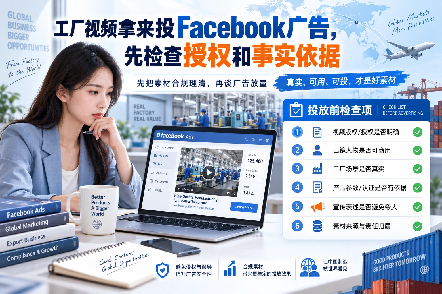 工厂视频拿来投Facebook广告，先检查授权和事实依据