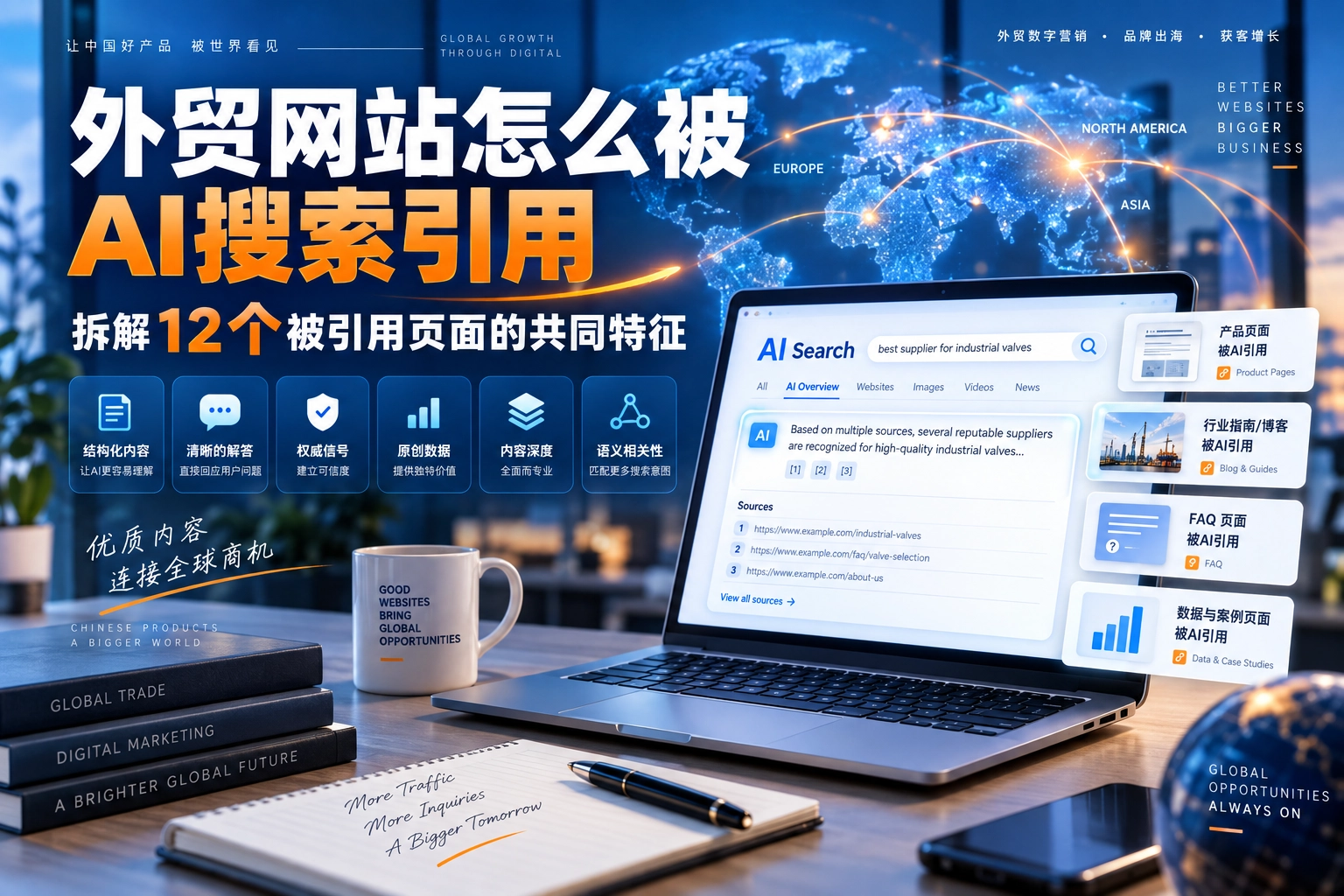 外贸网站怎么被AI搜索引用，拆解12个被引用页面的共同特征