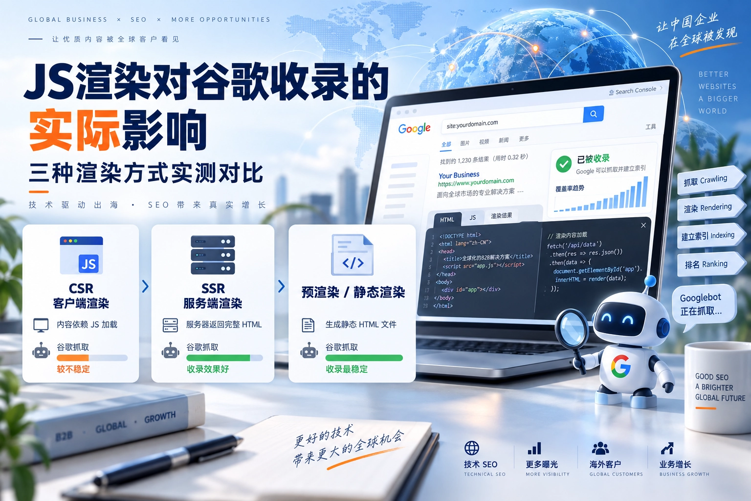 JS渲染对谷歌收录的实际影响,三种渲染方式实测对比