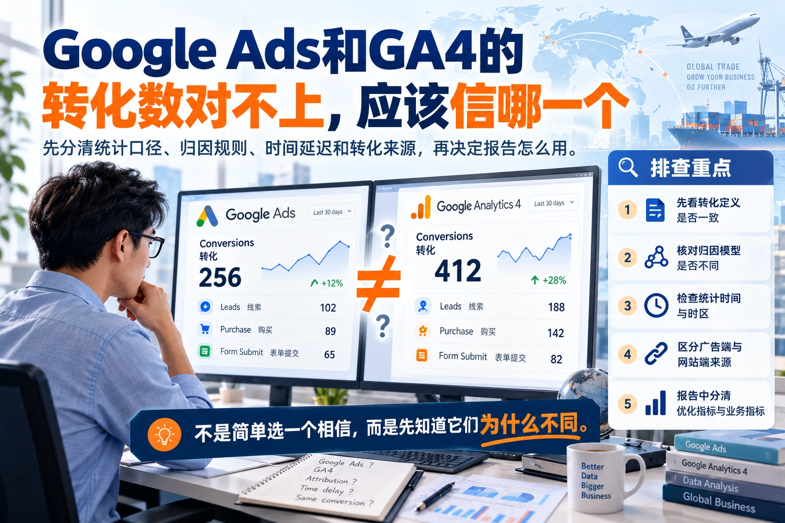 Google Ads和GA4的转化数对不上，应该信哪一个
