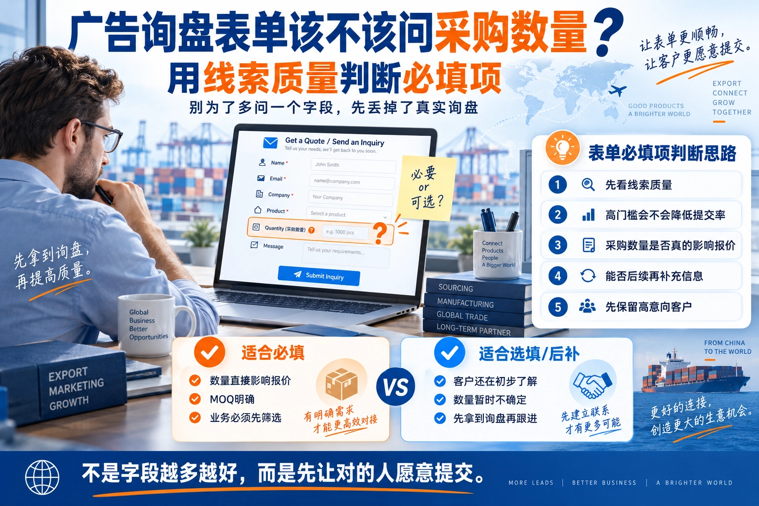 广告询盘表单该不该问采购数量？用线索质量判断必填项