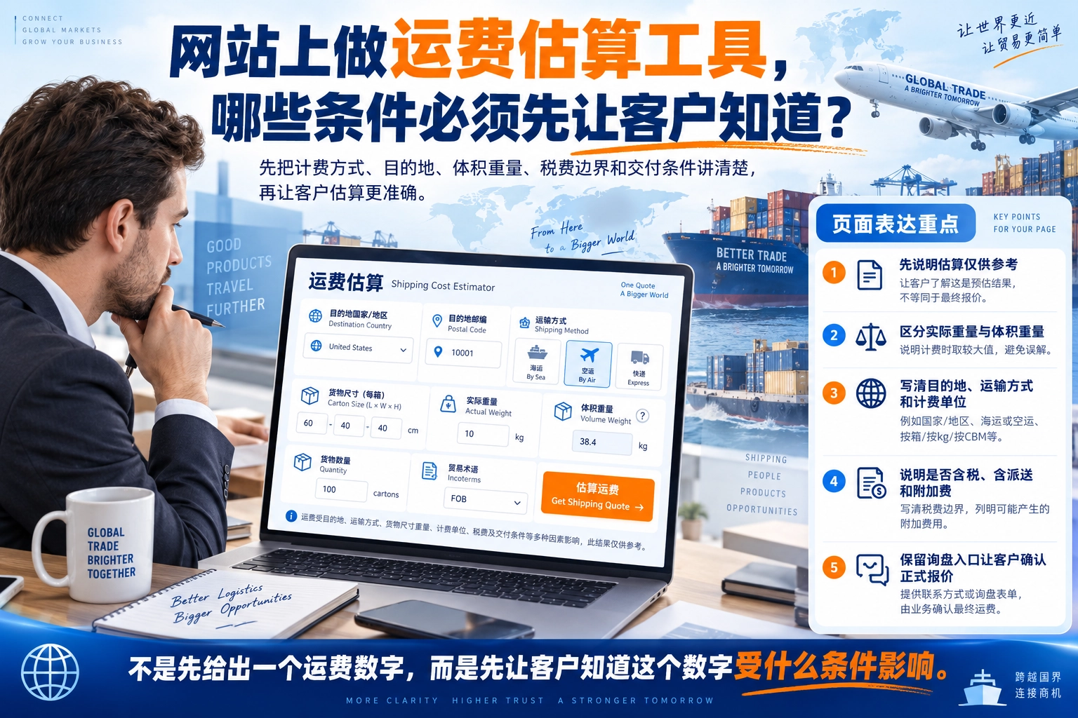 网站上做运费估算工具，哪些条件必须先让客户知道？