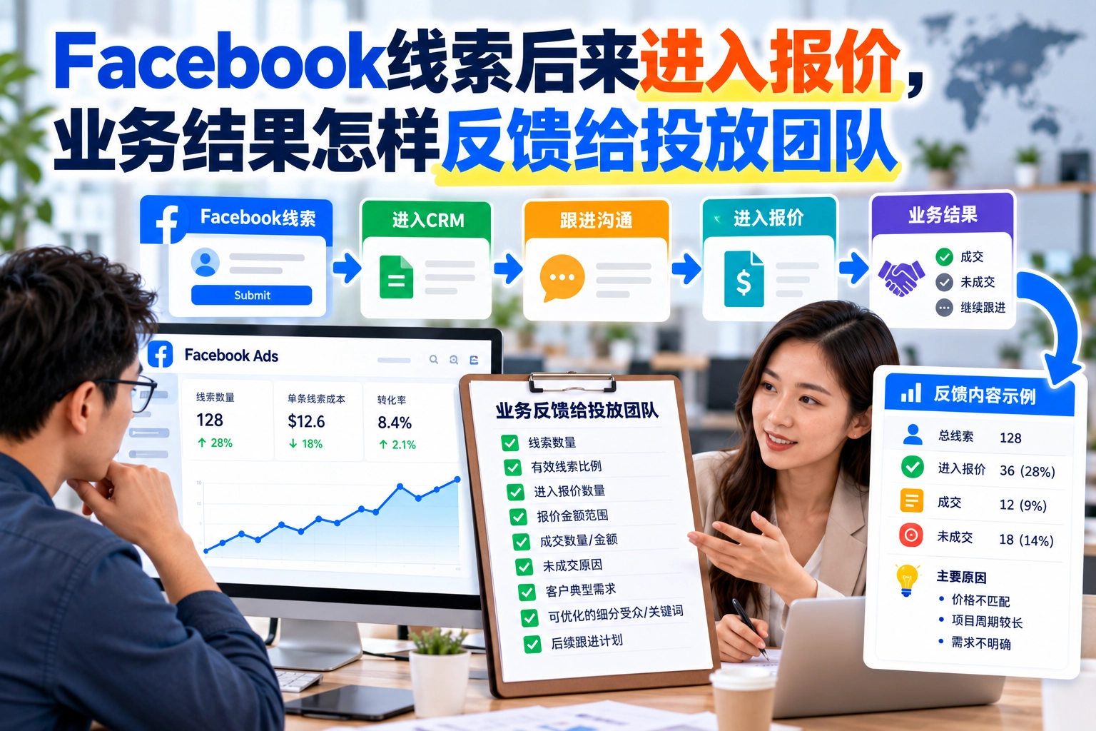 Facebook线索后来进入报价，业务结果怎样反馈给投放团队