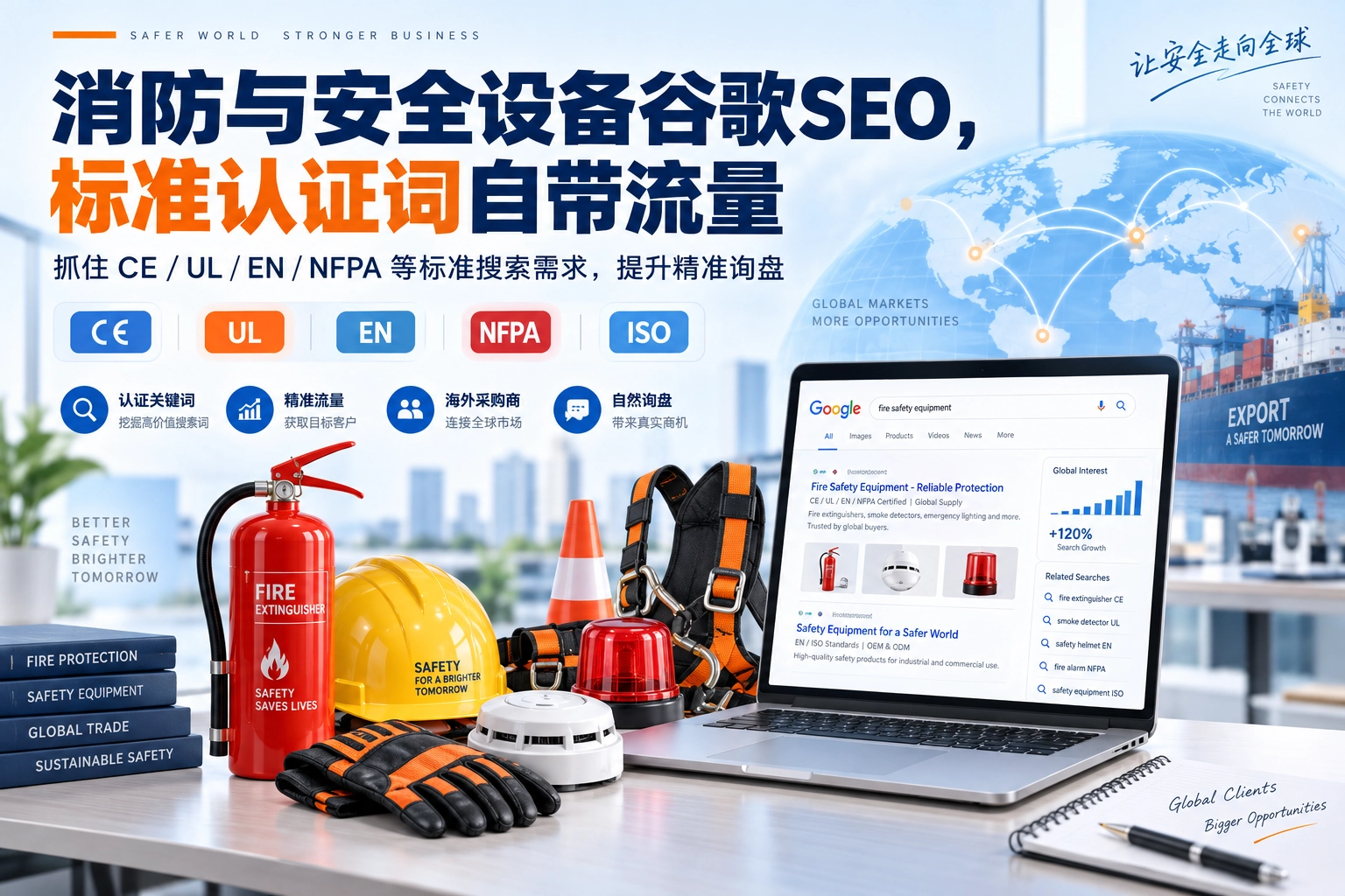 消防与安全设备谷歌SEO,标准认证词自带流量