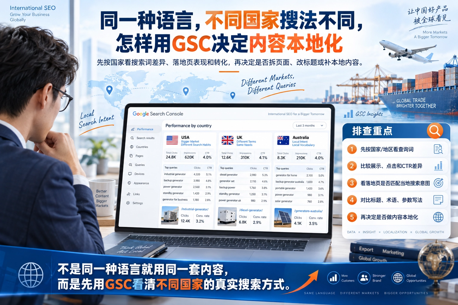同一种语言，不同国家搜法不同，怎样用GSC决定内容本地化