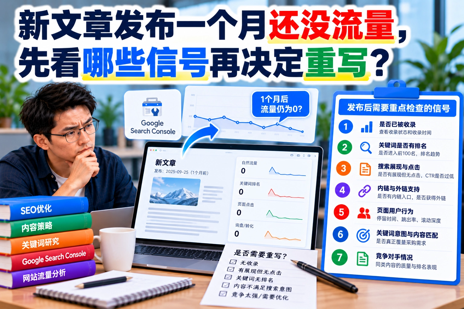 新文章发布一个月还没流量，先看哪些信号再决定重写