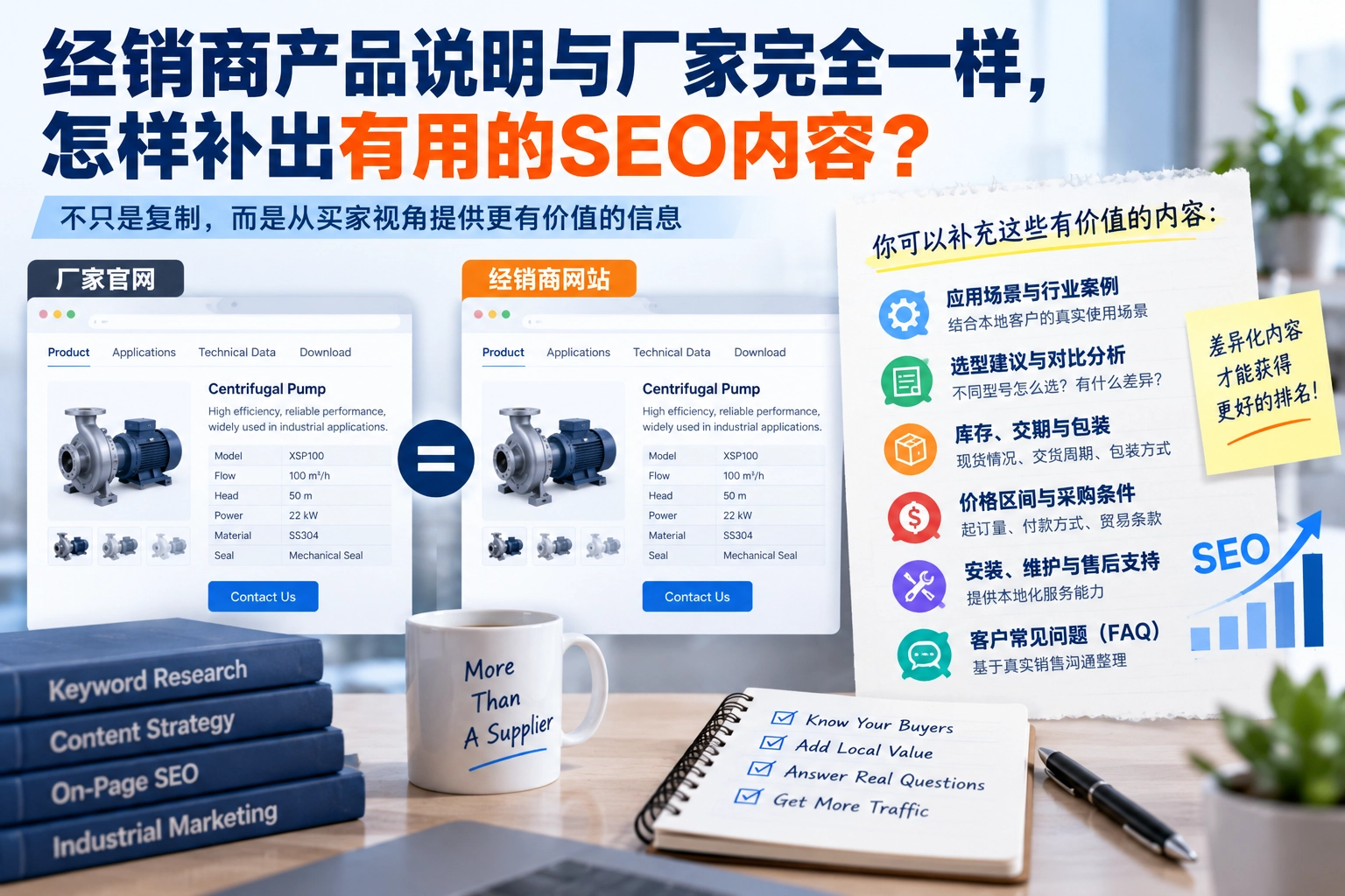 经销商产品说明与厂家完全一样，怎样补出有用的SEO内容