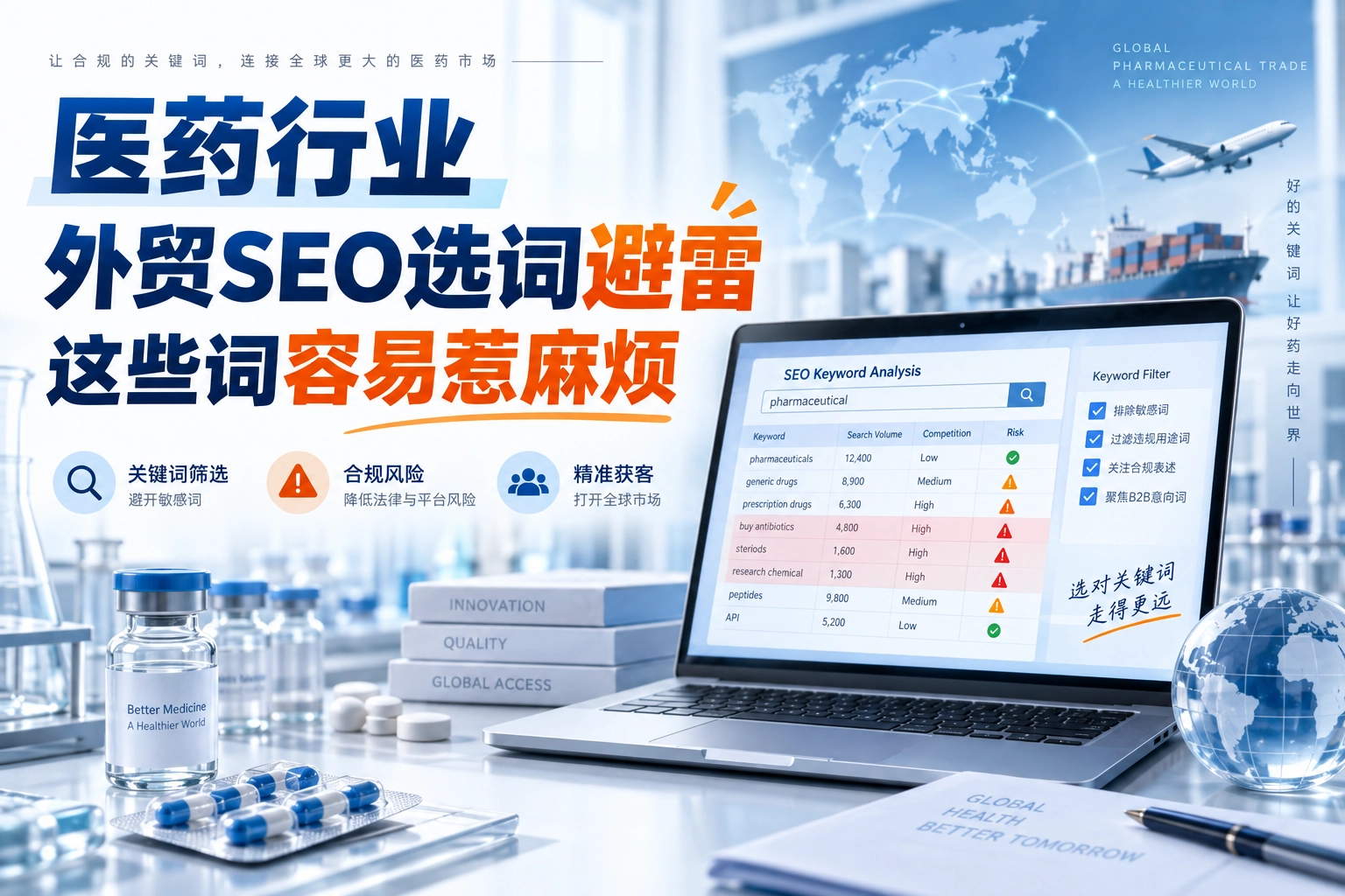 医药行业外贸SEO选词避雷,这些词容易惹麻烦