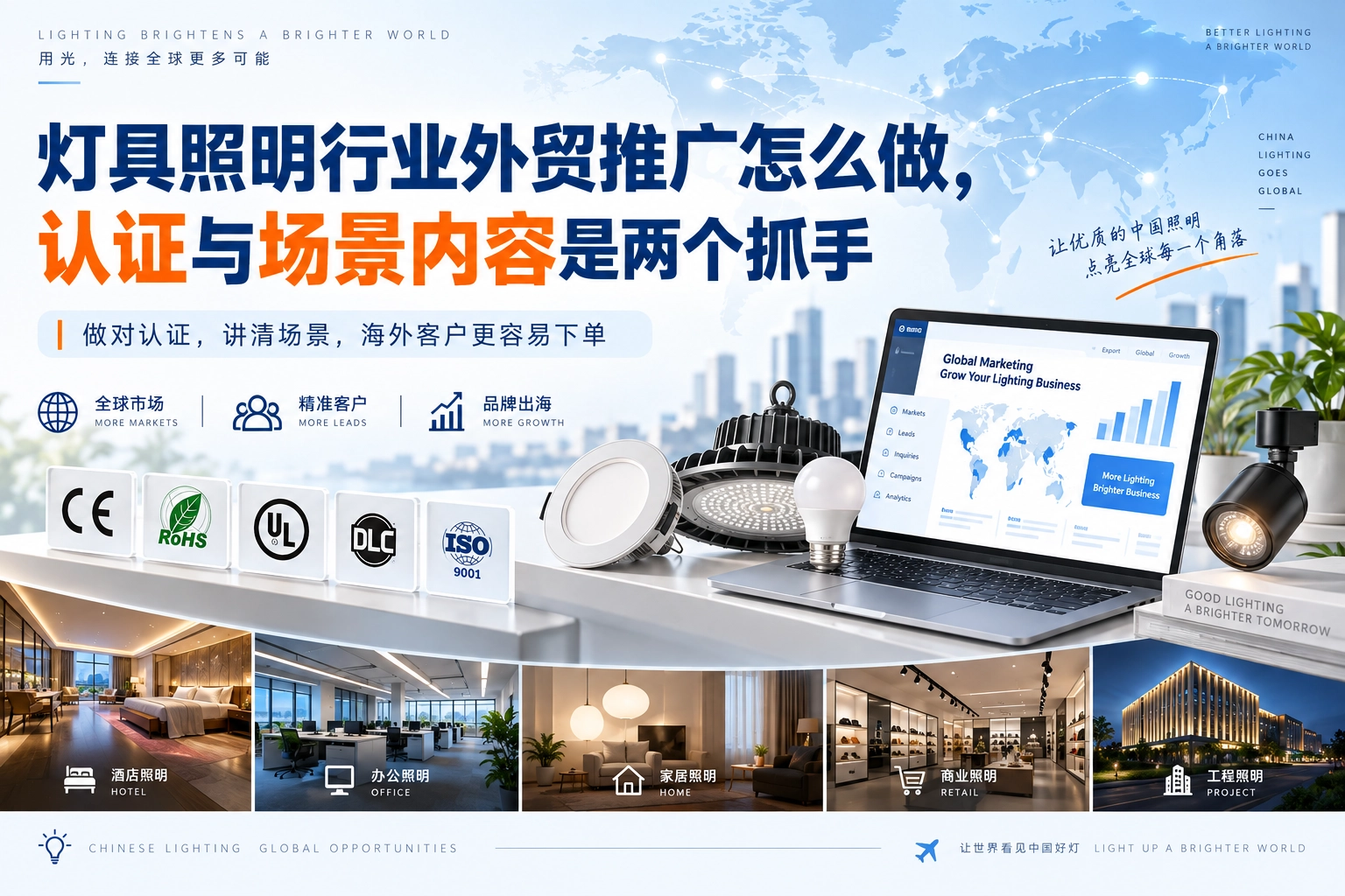 灯具照明行业外贸推广怎么做，认证与场景内容是两个抓手