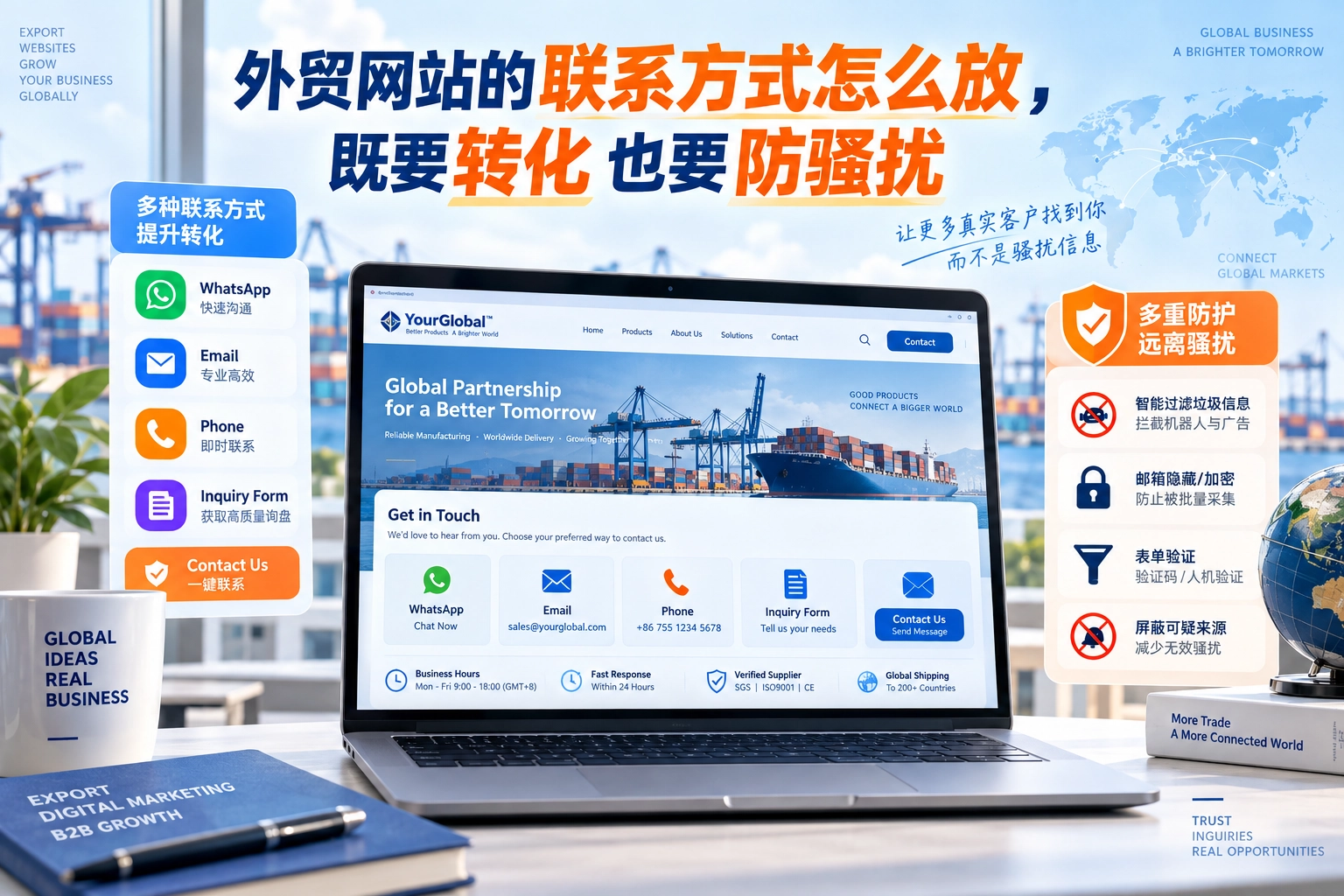 外贸网站的联系方式怎么放，既要转化也要防骚扰
