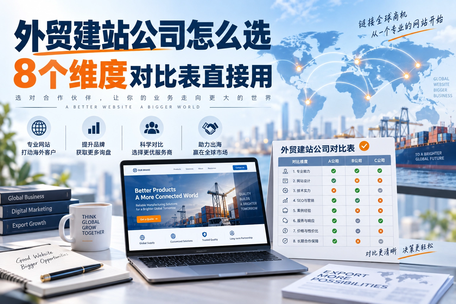 外贸建站公司怎么选,8个维度对比表直接用