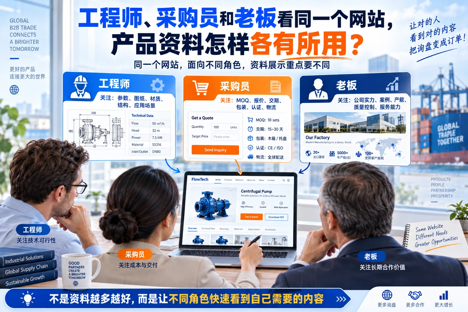 工程师、采购员和老板看同一个网站,产品资料怎样各有所用?
