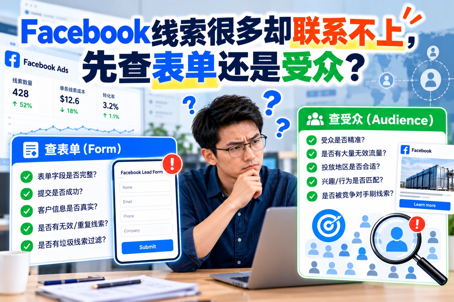 Facebook线索很多却联系不上，先查表单还是受众