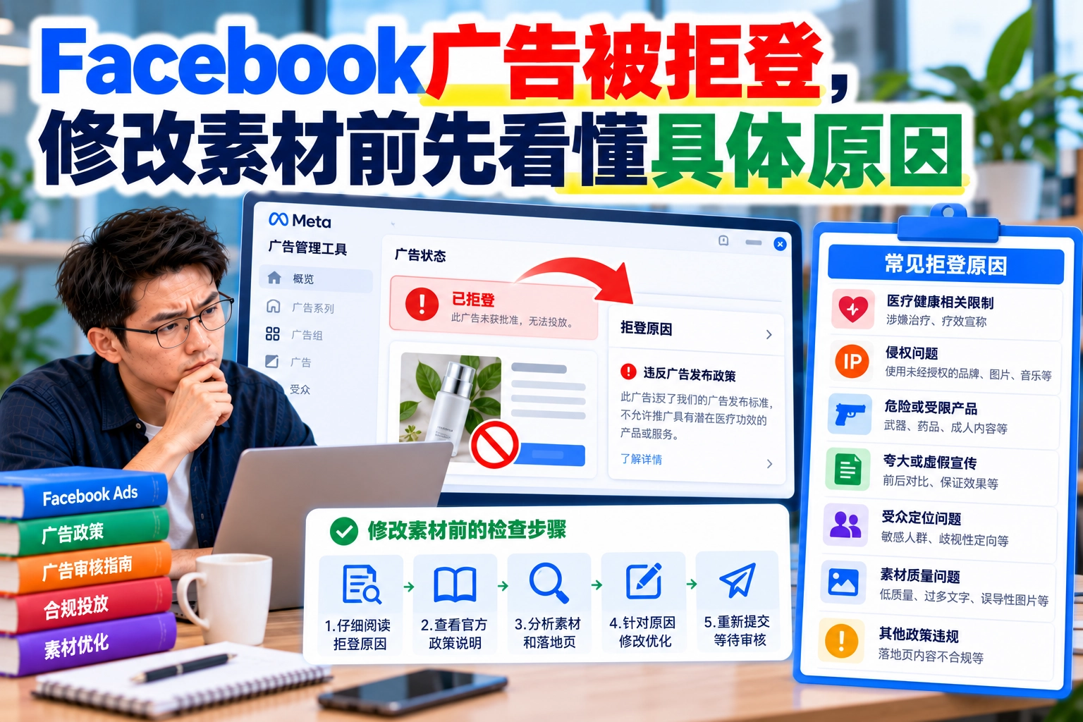 Facebook广告被拒登，修改素材前先看懂具体原因