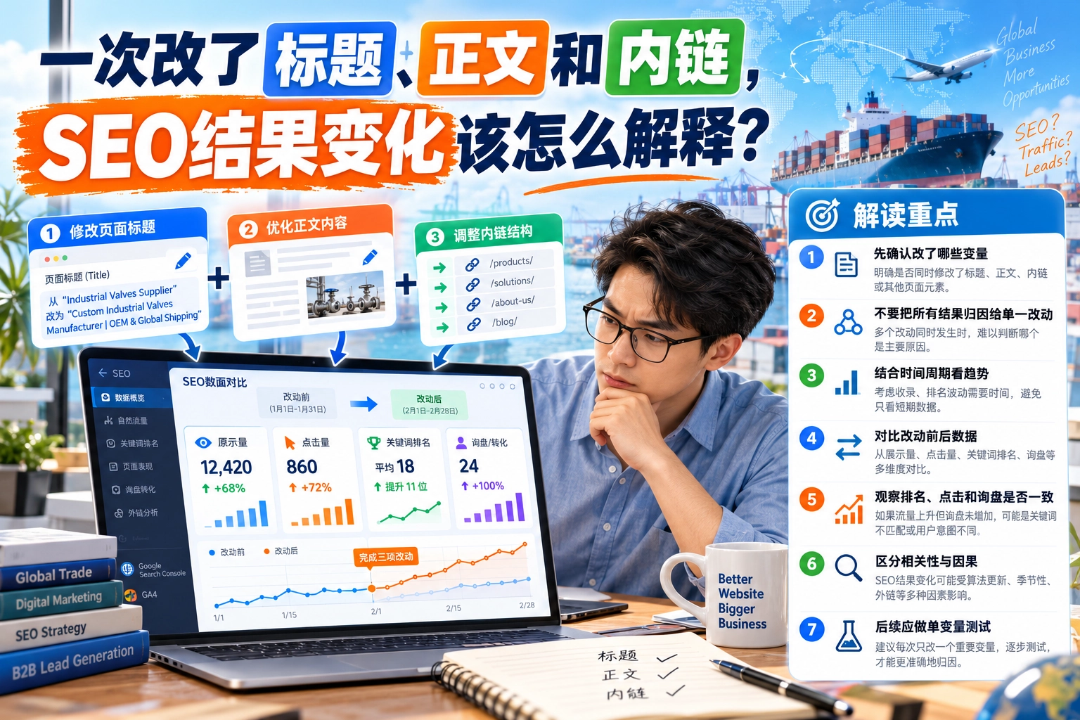一次改了标题、正文和内链,SEO结果变化该怎么解释