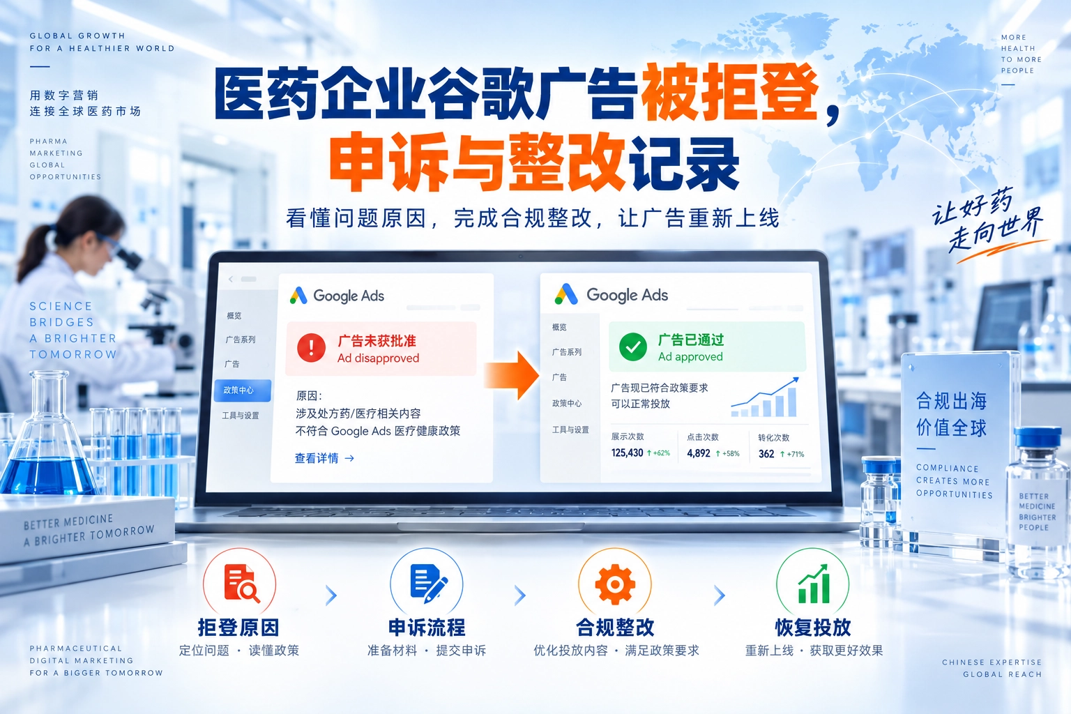 医药企业谷歌广告被拒登，申诉与整改记录