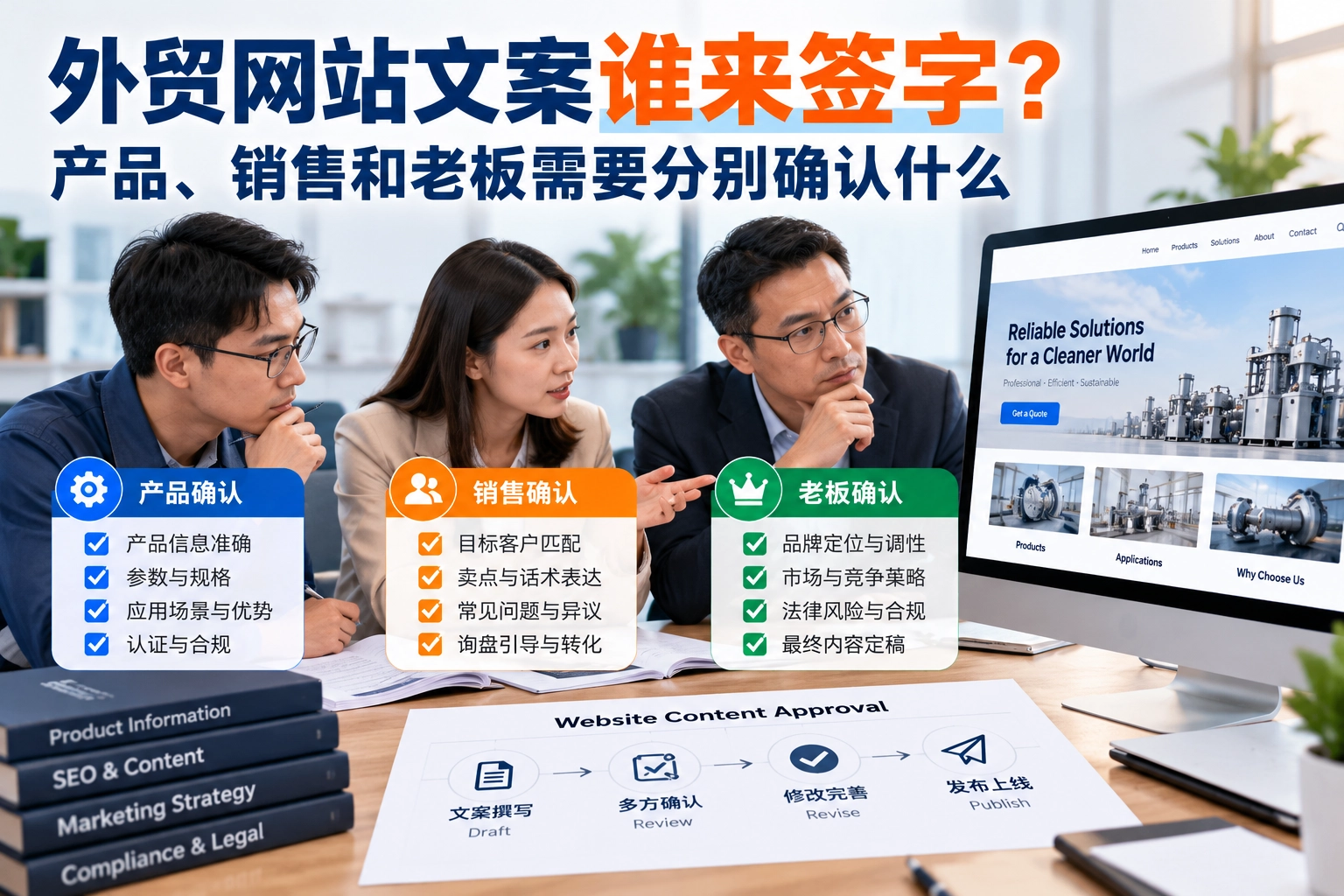 外贸网站文案谁来签字？产品、销售和老板需要分别确认什么