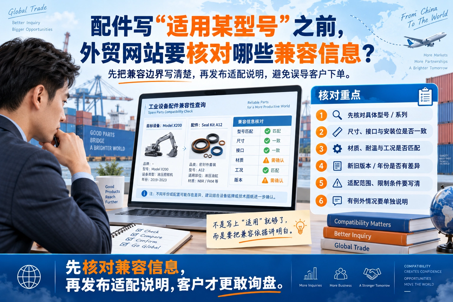 配件写“适用某型号”之前，外贸网站要核对哪些兼容信息？